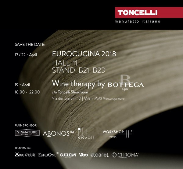 TONCELLI ITALY, AT THE SALONE DEL MOBILE MILAN, HALL 11 BOOTH B21