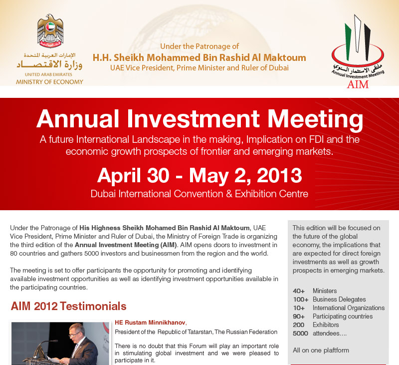 Annual Investment Meeting, Dubai/UAE, 30th April-2nd May 2013.