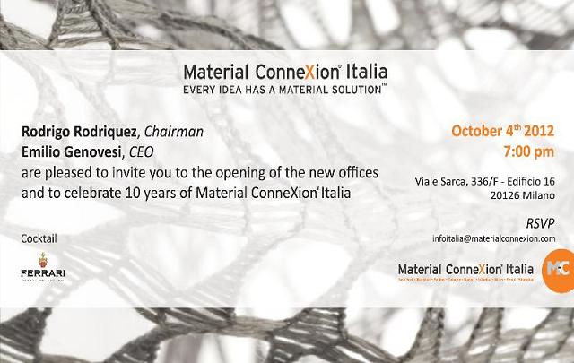 Material ConneXion celebrates 10 years in Italy and open a new office in Milan.
